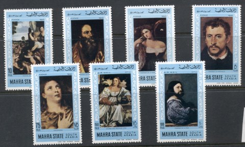 Aden-Mahra-State-1968-Mi83-89-Paintings-by-Titian-MLH