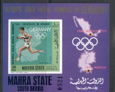 Aden-Mahra-State-1968-MiMS11b-German-Olympic-Champions-MS-IMPERF-MUH