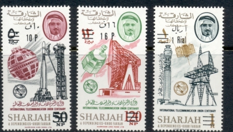 Khor-Fakkan-1966-Mi80-82-ITU-Centenary-Opt-New-Currency-MLH