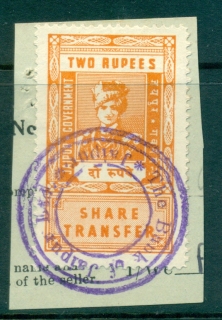 Jaipur-State-1940s-Share-Transfer-2R-orange-lot36545