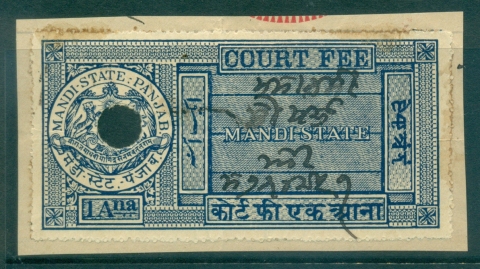 Mandi-State-1930-40-Court-Fee-1a-blue-lot36552