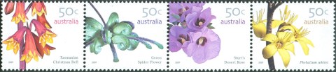 Australia-2007-Australian-Wildflowers-Definitives-2007-4-x-50-cent-Multi-P14-x-14-4-Horizonal-strip-of-4-from-4862-to-4864-SG