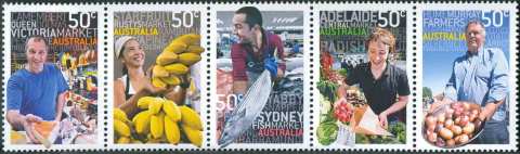 Australia-2007-Market-Feast-Produce-5-x-50-cent-Multi-P14-6-x-13-86-One-each-of-4954-to-4958-incl-SG