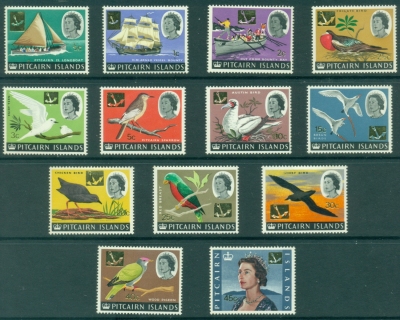 Pitcairn-Is-1967-QEII-Pictorials-Birds-Opt-New-Values-in-gold-MLH