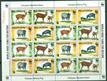 Philippines-1997-WWF-Visayan-Warty-Pig-Spotted-Deer-sheet-MUH-XL