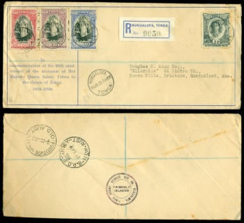 Tonga-1939-Queen-Salote-tones-FDC