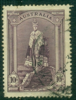 Australia-1938-Coronation-Robes-Thick-Paper-10sh-fault-TLCFU