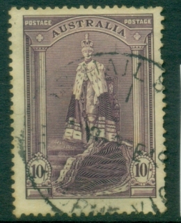 Australia-1938-Coronation-Robes-Thick-Paper-10sh-light-tones-FU