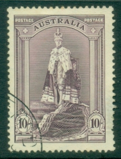 Australia-1938-Coronation-Robes-Thick-Paper-10sh-FU