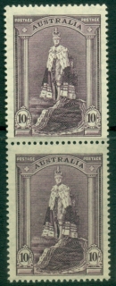 Australia-1948-9-Coronation-Robes-10sh-Thin-Paper-pair-MUH