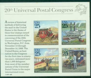 USA-1989-The-20th-Universal-Postal-Congress-Traditional-Mail-Delivery-IMPERF-MUH