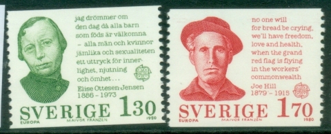 Sweden-1980-EUROPA-Stamps-Famous-People-MUH