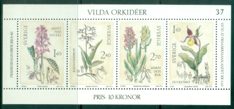 Sweden-1982-Flowers-Wild-Orchids-MS-MUH