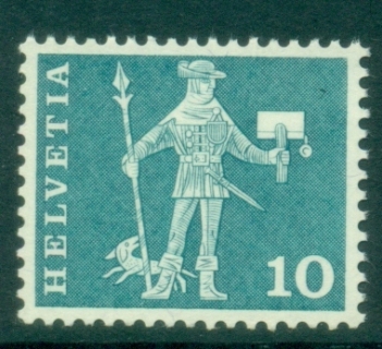 Switzerland-1960-Pictorial-10c-Standeslaufer-von-Schwyz-MUH