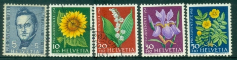 Switzerland-1961-Pro-Juventute-The-100th-Anniversary-of-the-Death-of-Jonas-Furrer-Meadow-and-Garden-Flowers-FU-MLH