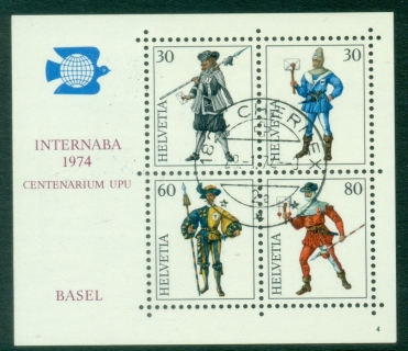Switzerland-1974-International-Philatelic-Exhibition-INTERNABA-1974-Basel-Military-Uniforms-MS-MUH