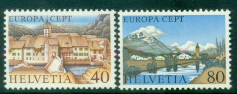 Switzerland-1977-EUROPA-Stamps-Landscapes-MUH