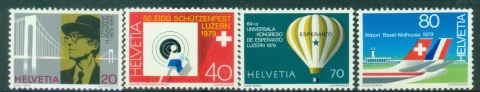 Switzerland-1979-Events-The-100th-Anniversary-of-the-Birth-of-Othmar-Ammann-Esperanto-Congress-Luzern-Basel-Airport-MUH