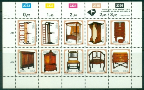 South-Africa-1992-Antique-Cape-Furniture-sheetlet-MUH
