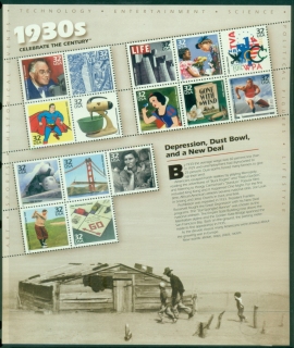USA-1998-Celebrate-the-Century-1930s-Depression-Dust-Bowl-and-a-New-Deal-MS-MUH-XL-Shipping