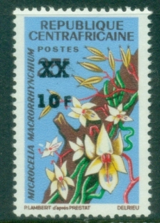 Central-African-Republic-1967-Airmail-Postage-Issue-of-1966-Overprinted-XX-and-Surcharged-Value-MUH