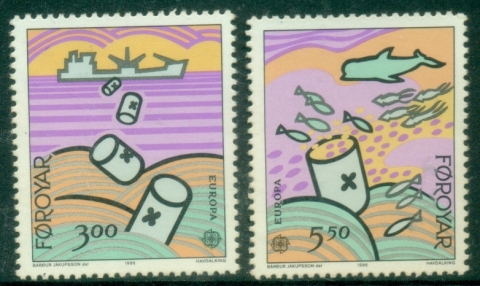 Faroe-Is-1986-EUROPA-Stamps-Nature-Conservation-Pollution-of-the-Sea-MUH