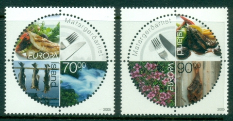 Iceland-2005-EUROPA-Stamps-Gastronomy-MUH