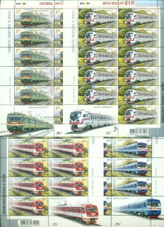 Ukraine-2011-Trains-Locomotives-4x-sheets-MUH
