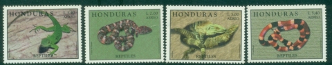 Honduras-1998-Reptiles-Snakes-Lizards-MUH