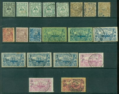 New-Caledonia-1905-24-Kagu-Pictorials-Assorted-inc-surcharges-MLH-FU-FU