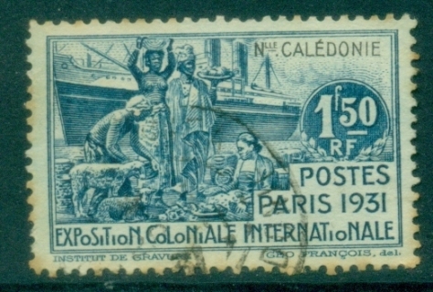 New-Caledonia-1931-International-Colonial-Exhibition-Paris-France-150fr-tones-FU_1
