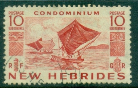 New-Hebrides-Br-1953-Sailing-canoe-10c-FU
