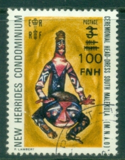 New-Hebrides-Br-1977-Pictorials-of-1972-Surcharged-100FNH-Totem-FU