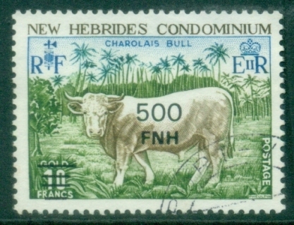 New-Hebrides-Br-1977-Pictorials-of-1972-Surcharged-500FNH-Cattle-FU