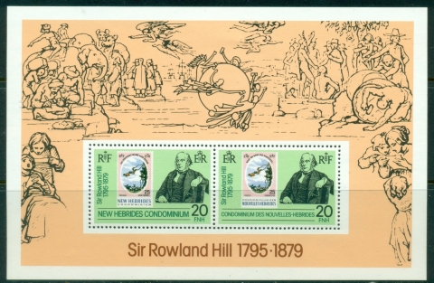 New-Hebrides-Br-1979-The-100th-Anniversary-of-the-Death-of-Sir-Rowland-Hill-1795-1879-MS-MUH