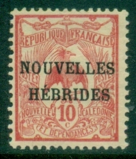 New-Hebrides-Fr-1908-New-Caledonia-Overprinted-NOUVELLES-HEBRIDES-CONDOMINIUM-10c-MLH