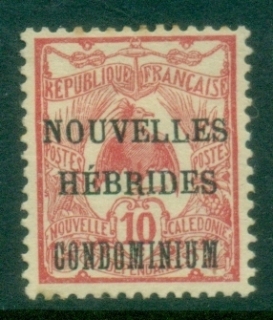 New-Hebrides-Fr-1910-New-Caledonia-Postage-Stamps-Overprinted-NOUVELLES-HEBRIDES-CONDOMINIUM-10c-MLH