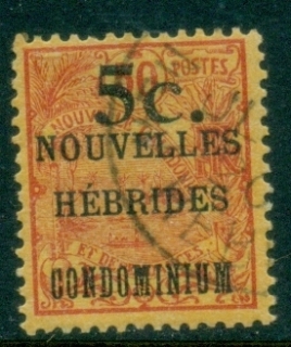 New-Hebrides-Fr-1920-1924-Stamps-of-1908-1912-Surcharged-5c-on-50c-FU