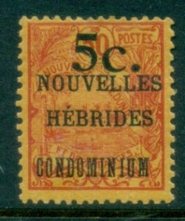 New-Hebrides-Fr-1920-1924-Stamps-of-1908-1912-Surcharged-5c-on-50c-MLH