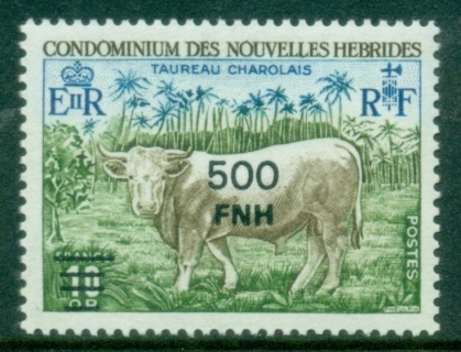 New-Hebrides-Fr-1977-Pictorials-of-1972-Surcharged-500FNH-Cattle-MUH