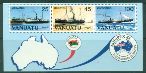 Vanuatu-1984-International-Stamp-Exhibition-AUSIPEX-84-Melbourne-Australia-Inter-island-Freighters-MS-MUH