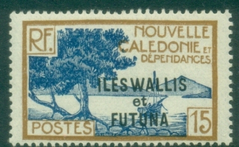 Wallis-Futuna-1930-1938-New-Caledonia-Postage-Stamps-of-1928-Overprinted-ILES-WALLIS-et-FUTUNA-15c-MLH