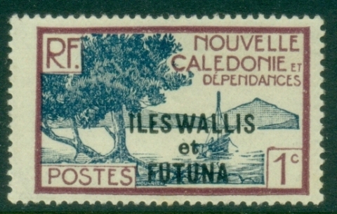 Wallis-Futuna-1930-1938-New-Caledonia-Postage-Stamps-of-1928-Overprinted-ILES-WALLIS-et-FUTUNA-1c-MLH_1
