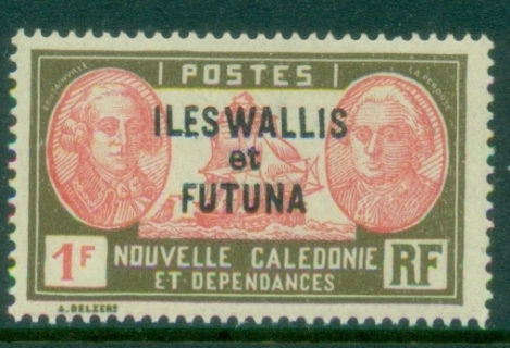 Wallis-Futuna-1930-1938-New-Caledonia-Postage-Stamps-of-1928-Overprinted-ILES-WALLIS-et-FUTUNA-1fr-MLH