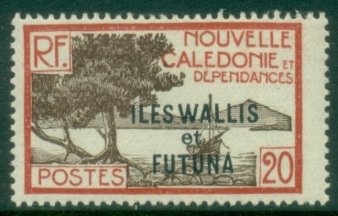 Wallis-Futuna-1930-1938-New-Caledonia-Postage-Stamps-of-1928-Overprinted-ILES-WALLIS-et-FUTUNA-20c-MLH
