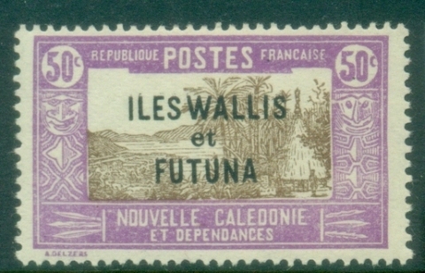 Wallis-Futuna-1930-1938-New-Caledonia-Postage-Stamps-of-1928-Overprinted-ILES-WALLIS-et-FUTUNA-50c-MLH