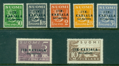 Finland-Karelia-1941-Military-Stamps-Overprints-sans-serif-MUH