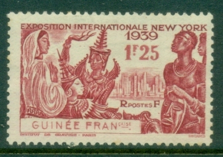 French-Guinea-1939-New-York-Worlds-Fair-1fr25-MLH