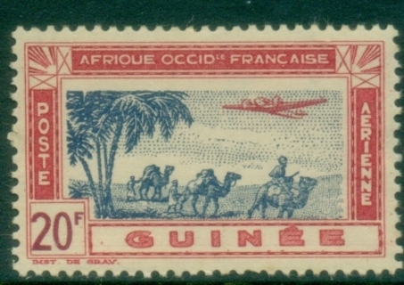 French-Guinea-1942-Airmail-20fr-MLH