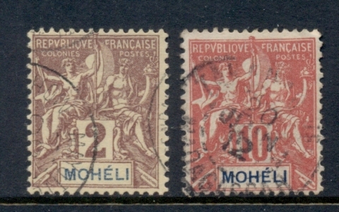 Moheli 1906-07 Navigation & Commerce 2c, 10c